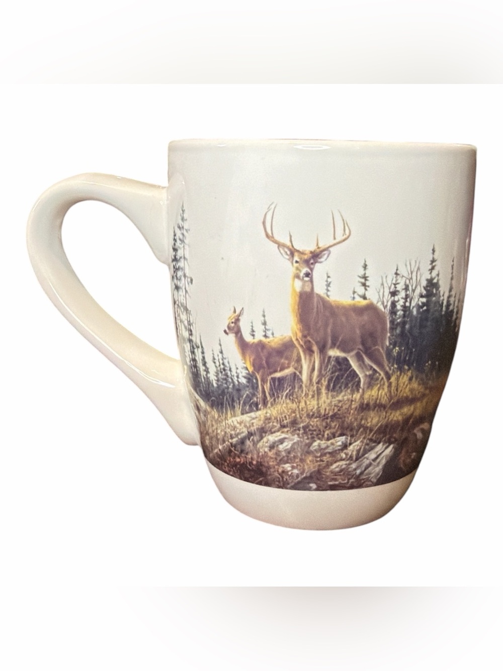 Cabelas White Deer Scene Ceramic Coffee Mug - Picture 2 of 7